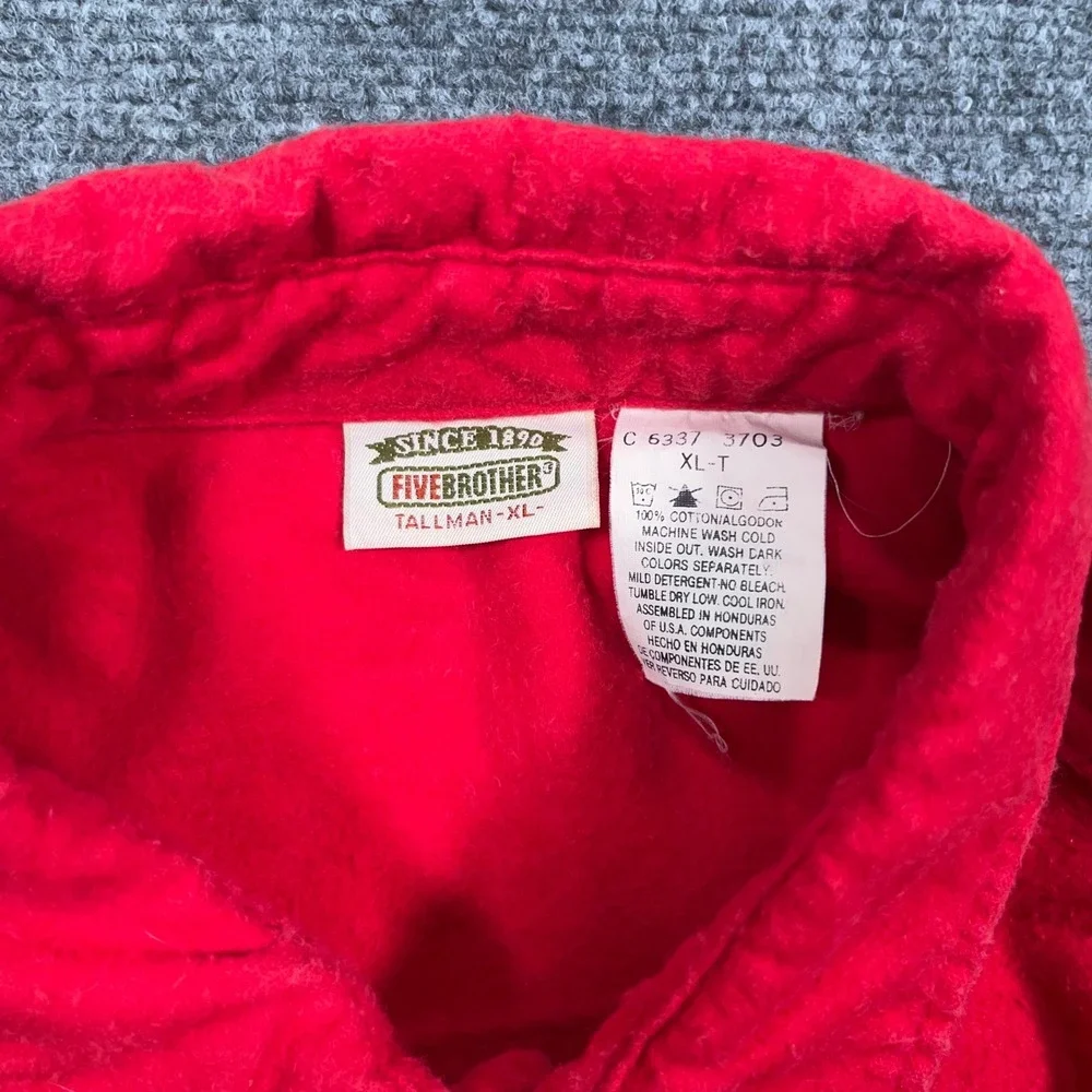 VTG Five Brother Chamois Heavy Flannel Button Down Shirt Mens XLT Workwear Red